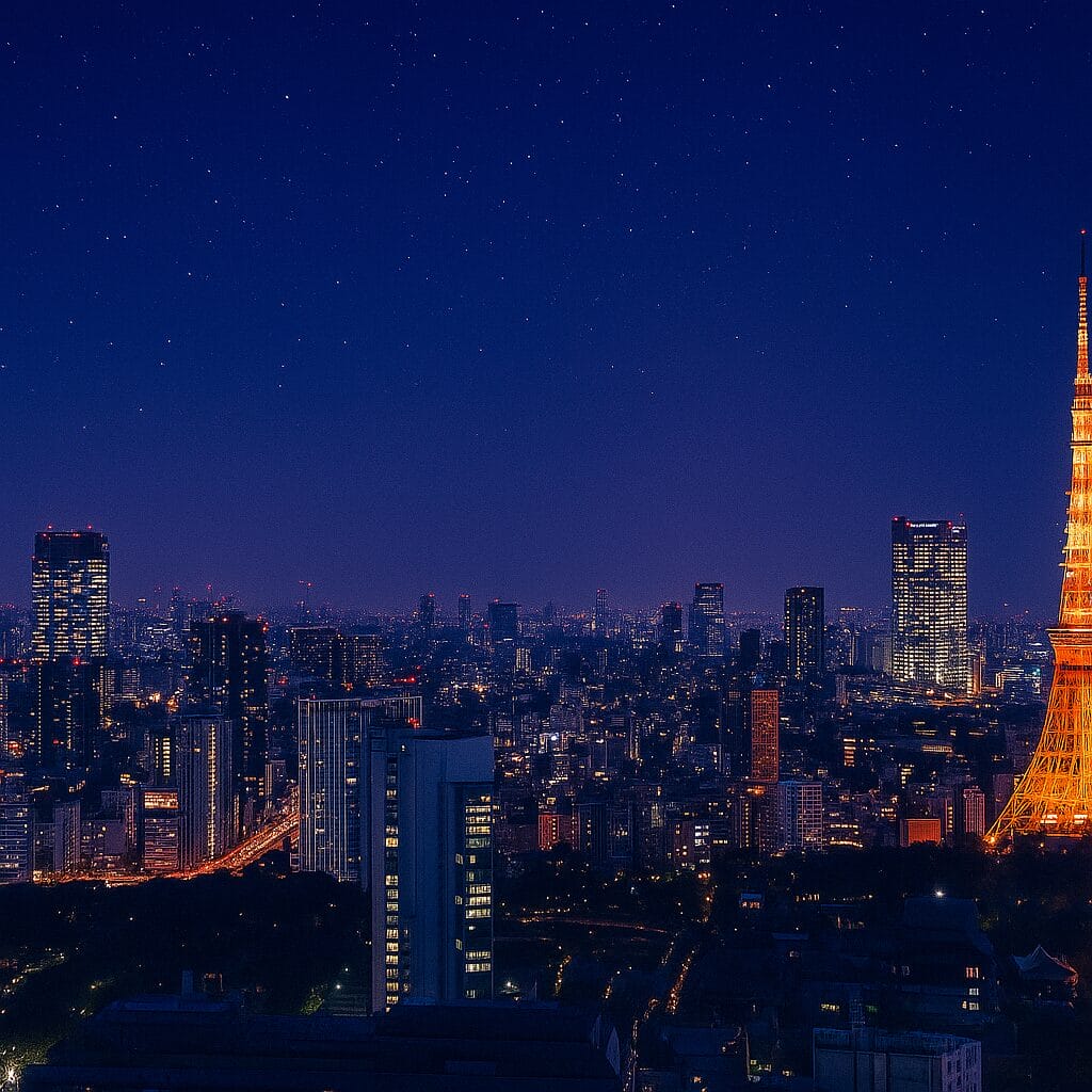 東京の夜景。Netflix新作ドラマ『ソウルメイト』の舞台となる都市イメージ